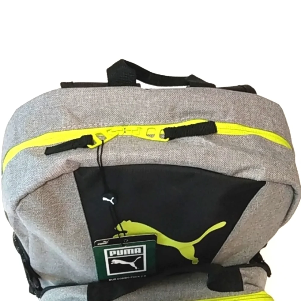 PUMA DUO COMBO 2.0 GRAY BLACK LIME GREEN BACKPACK SIZE OS NWT